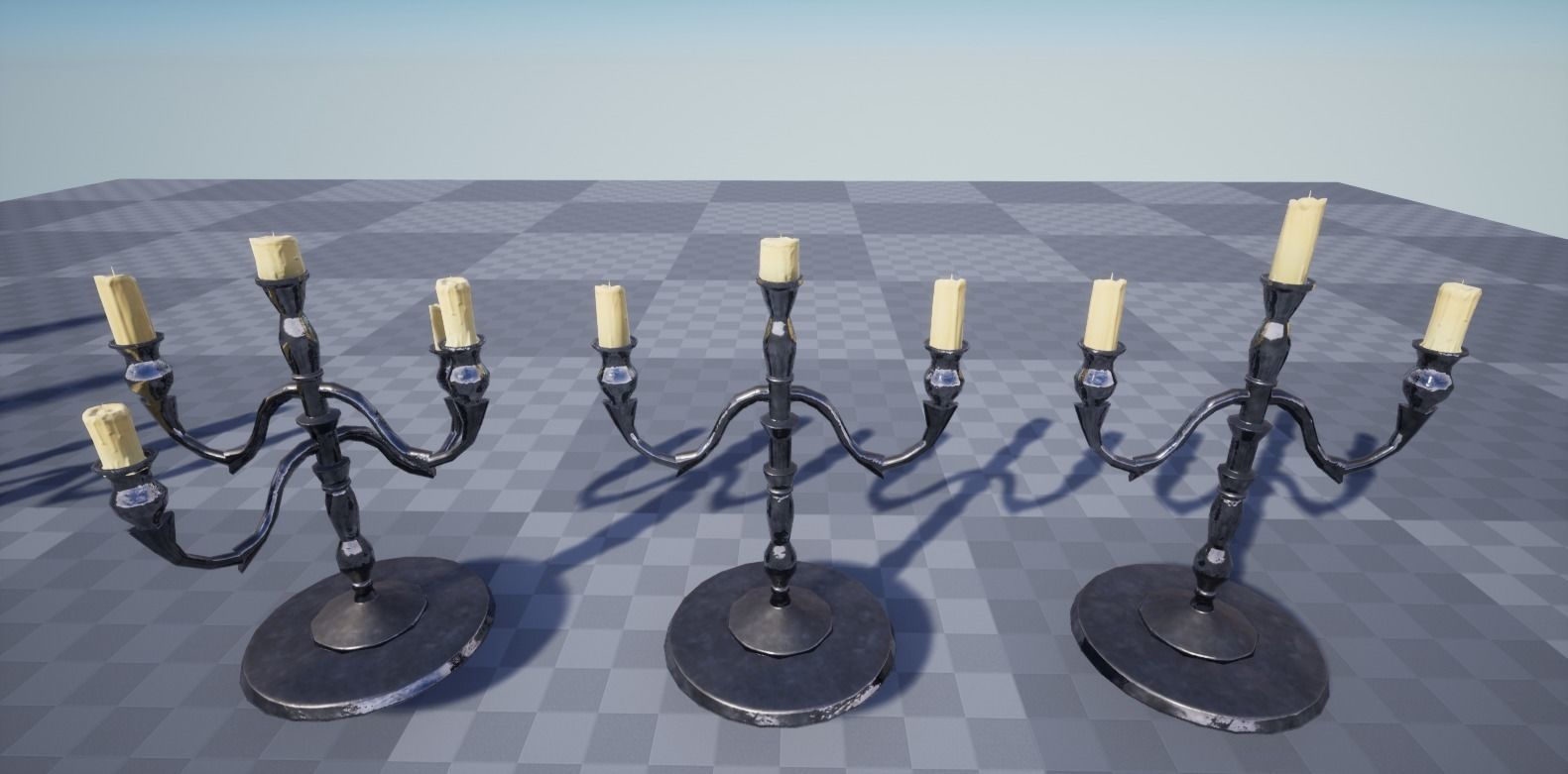 Candle Set candlesticks Low-poly 3D model_12