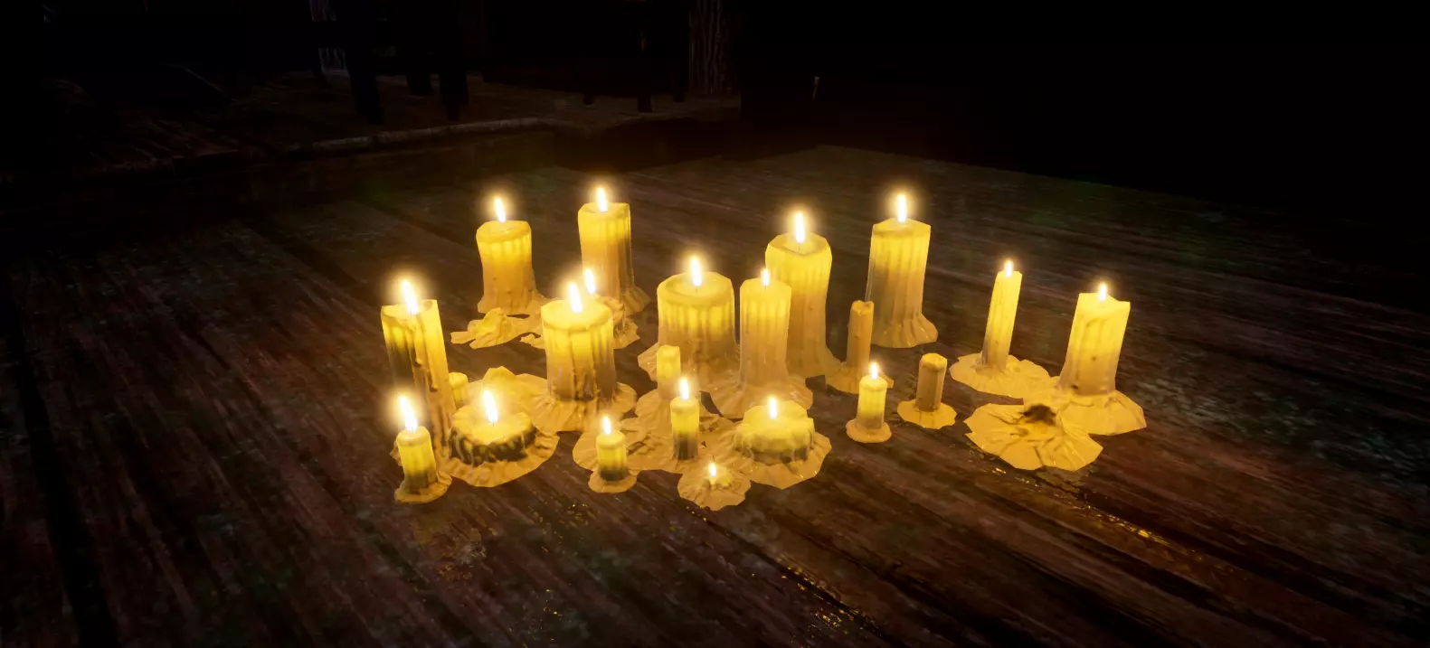 Candle Set candlesticks Low-poly 3D model_0