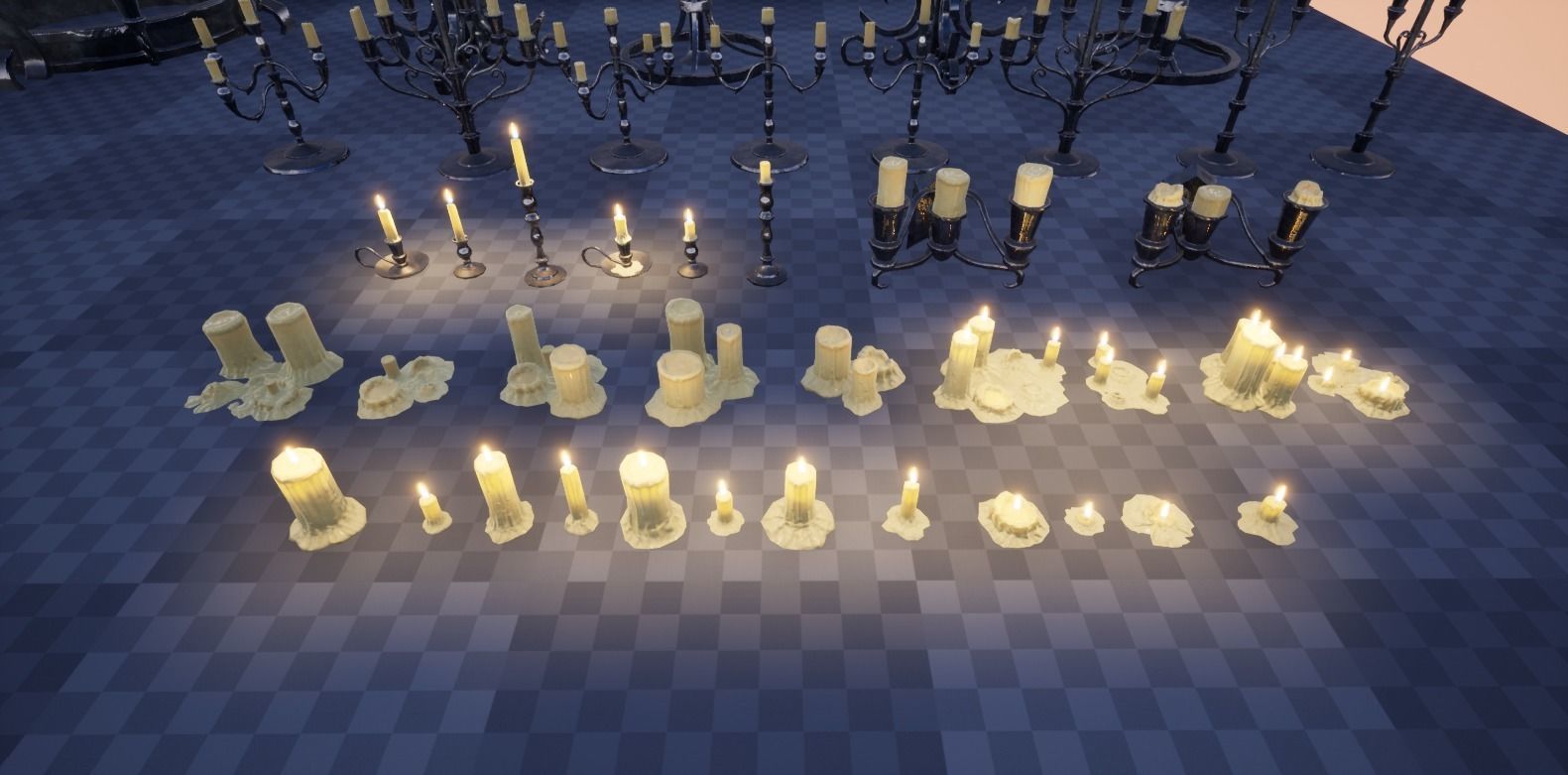 Candle Set candlesticks Low-poly 3D model_2