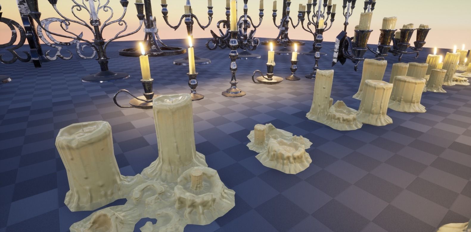 Candle Set candlesticks Low-poly 3D model_7