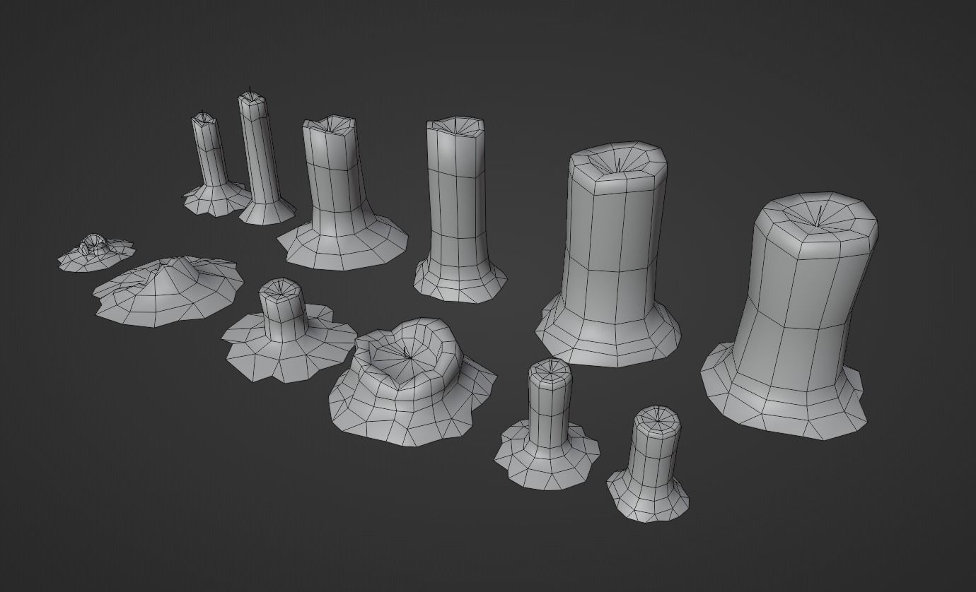 Candle Set candlesticks Low-poly 3D model_18