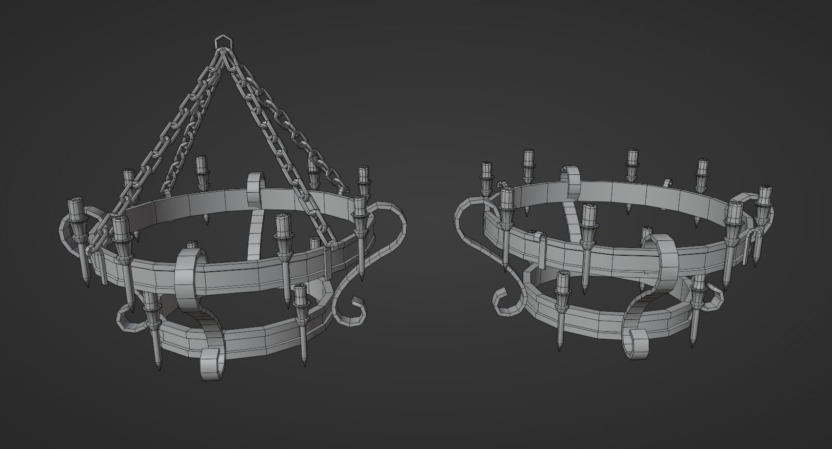 Candle Set candlesticks Low-poly 3D model_21