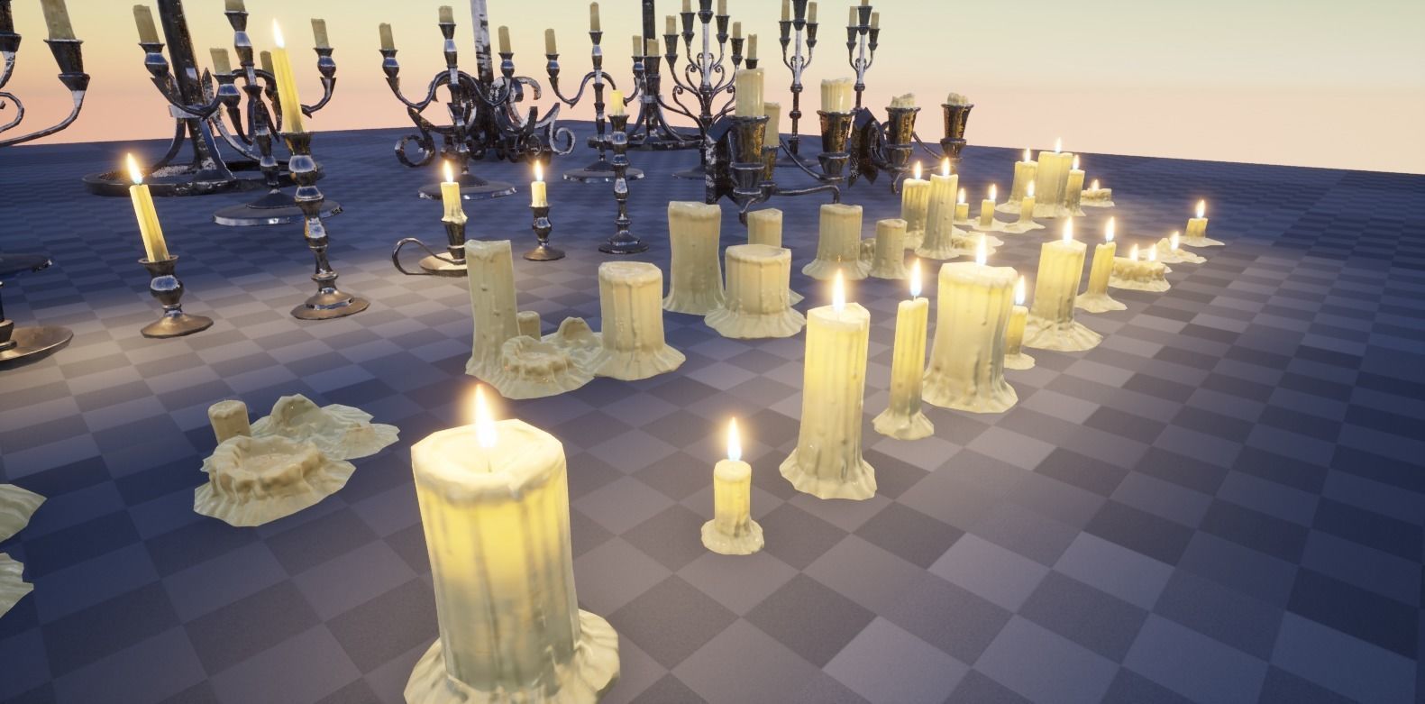 Candle Set candlesticks Low-poly 3D model_4