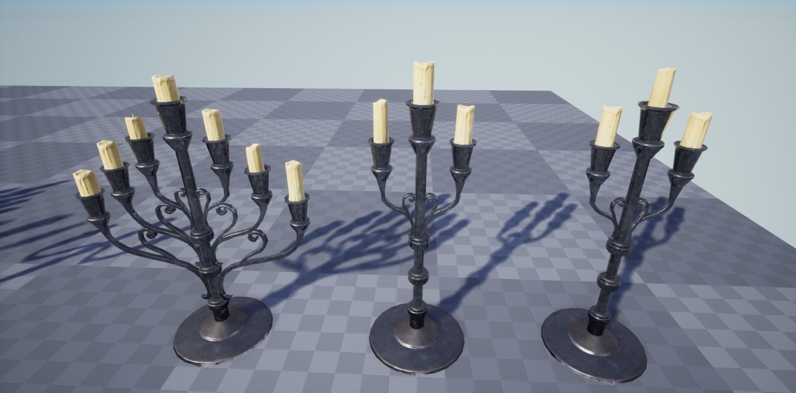 Candle Set candlesticks Low-poly 3D model_13