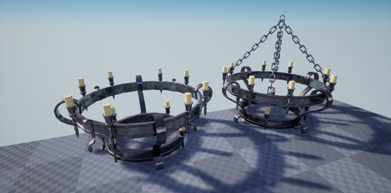 Candle Set candlesticks Low-poly 3D model_16