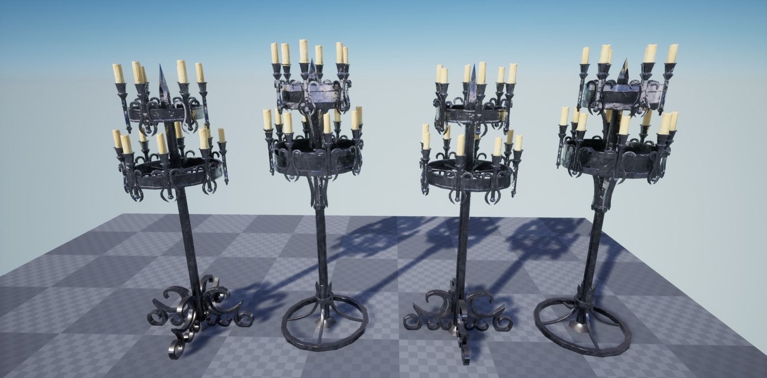 Candle Set candlesticks Low-poly 3D model_15