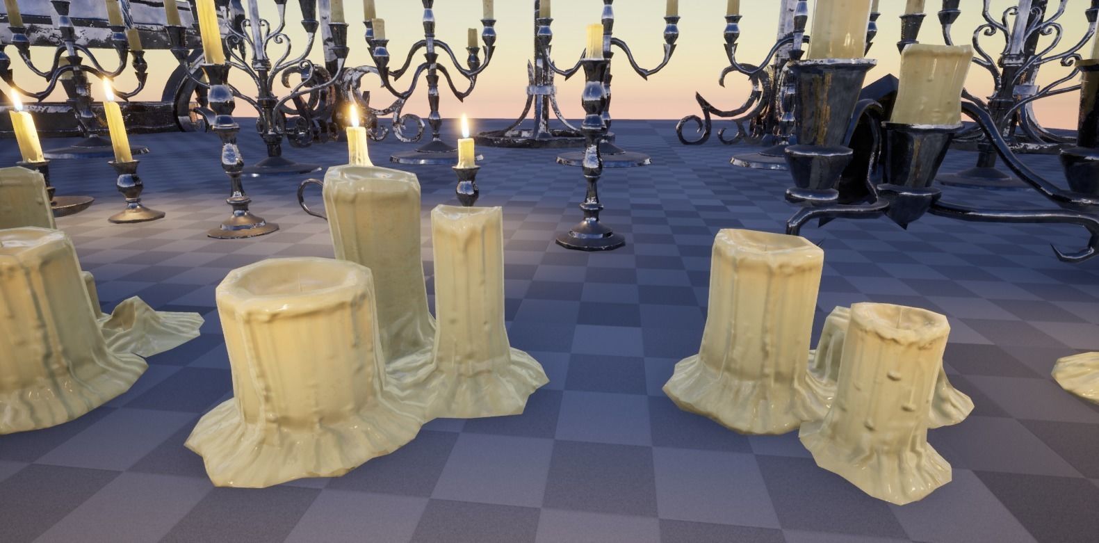 Candle Set candlesticks Low-poly 3D model_8