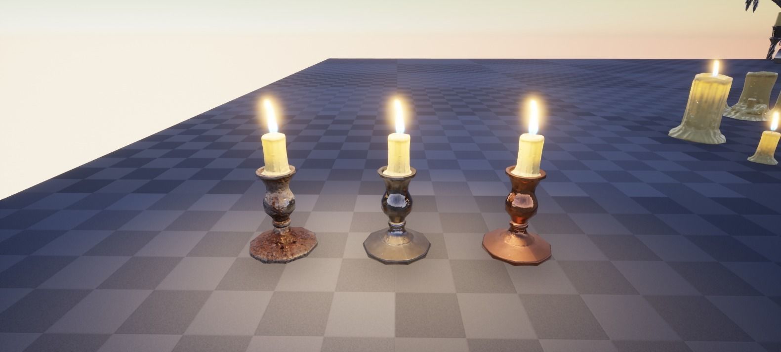 Candle Set candlesticks Low-poly 3D model_10