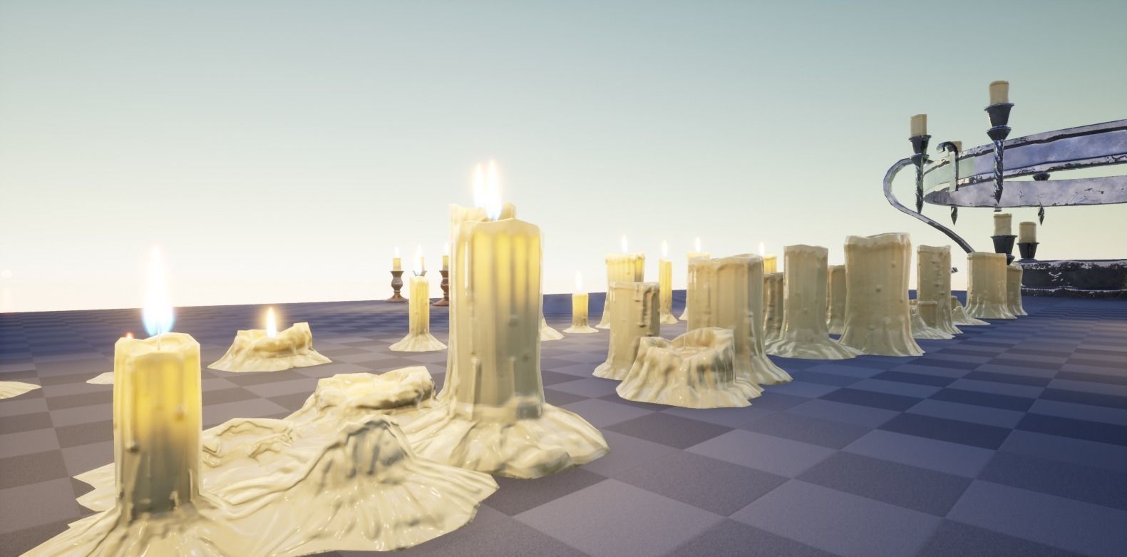 Candle Set candlesticks Low-poly 3D model_6