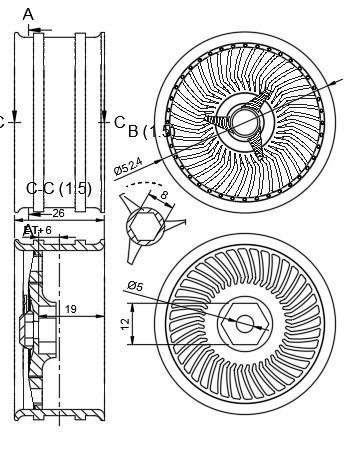 RC Wheels Work Carving Head 40 52mm Diameter HEX 12MM 3D print model_8