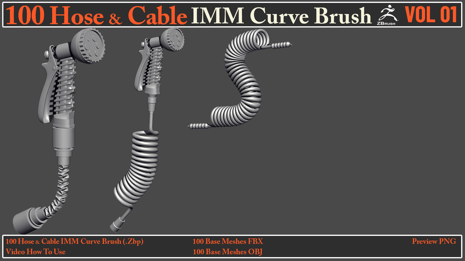 100 Hose and Cable IMM Curve Brush VOL01 Low-poly 3D model_12
