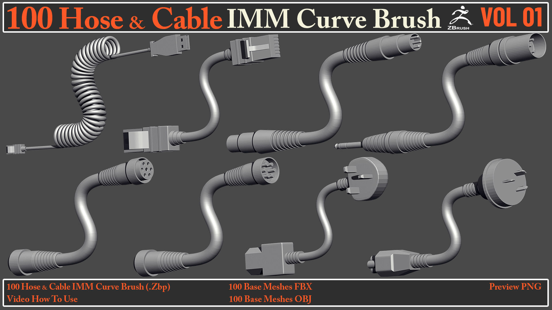 100 Hose and Cable IMM Curve Brush VOL01 Low-poly 3D model_14