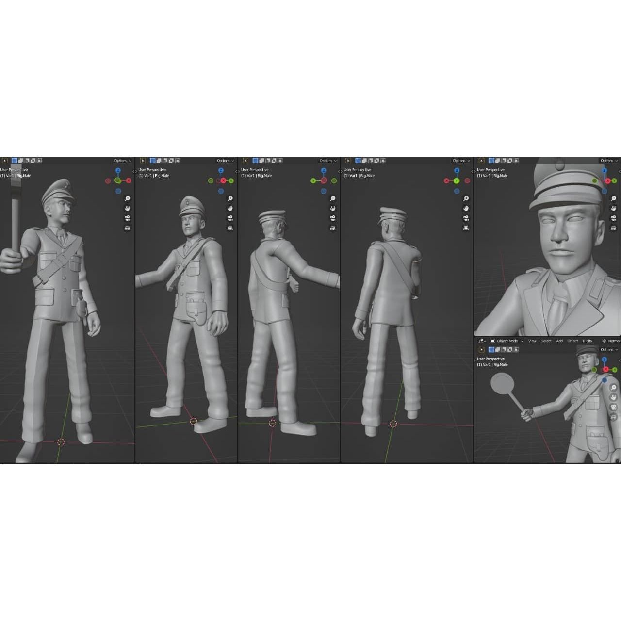 POLICEMAN SET - ARMY SET- MILITARY SET - POLICE PACK 3D print model_6