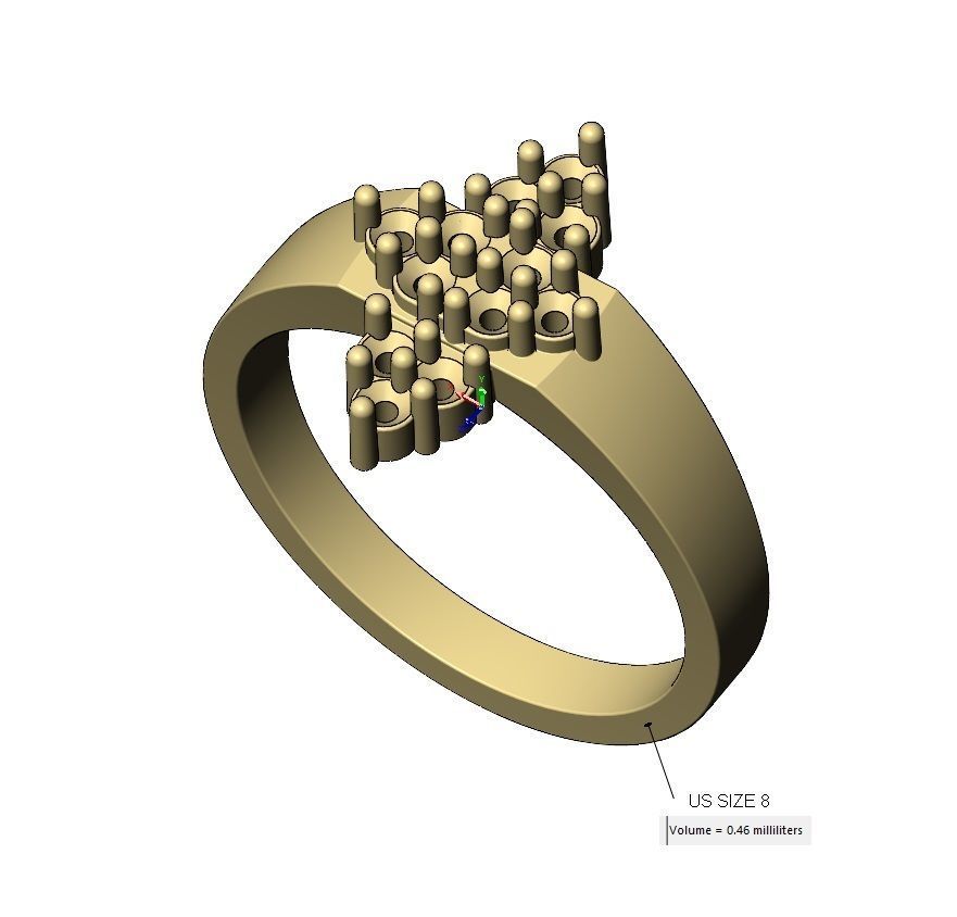 Diamond cluster crowns ring US sizes 6 7 8 3D print model_12