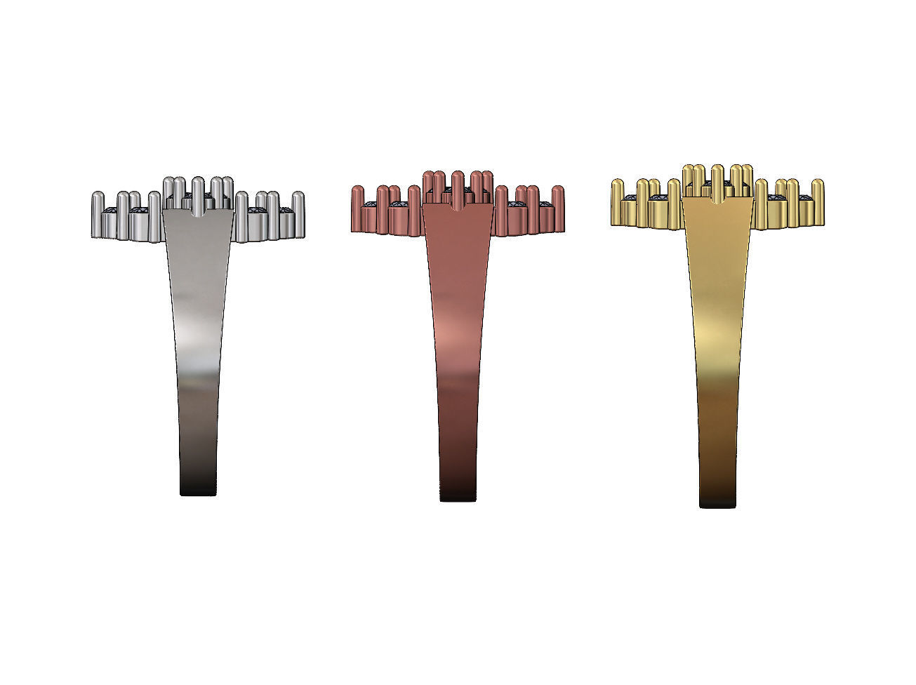 Diamond cluster crowns ring US sizes 6 7 8 3D print model_2