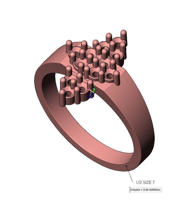 Diamond cluster crowns ring US sizes 6 7 8 3D print model_11
