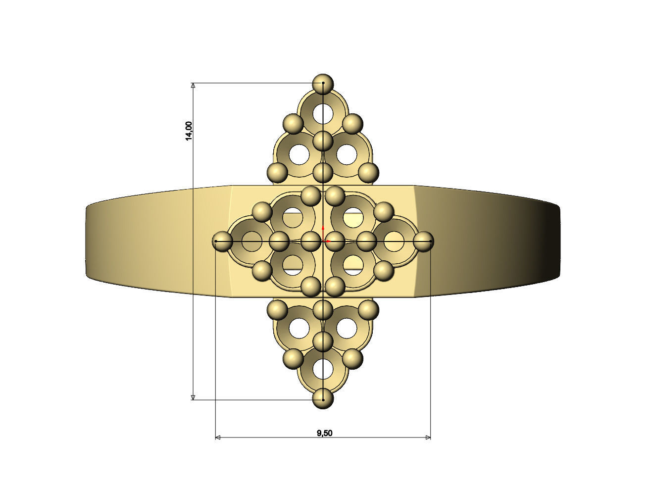Diamond cluster crowns ring US sizes 6 7 8 3D print model_7