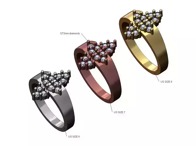 Diamond cluster crowns ring US sizes 6 7 8