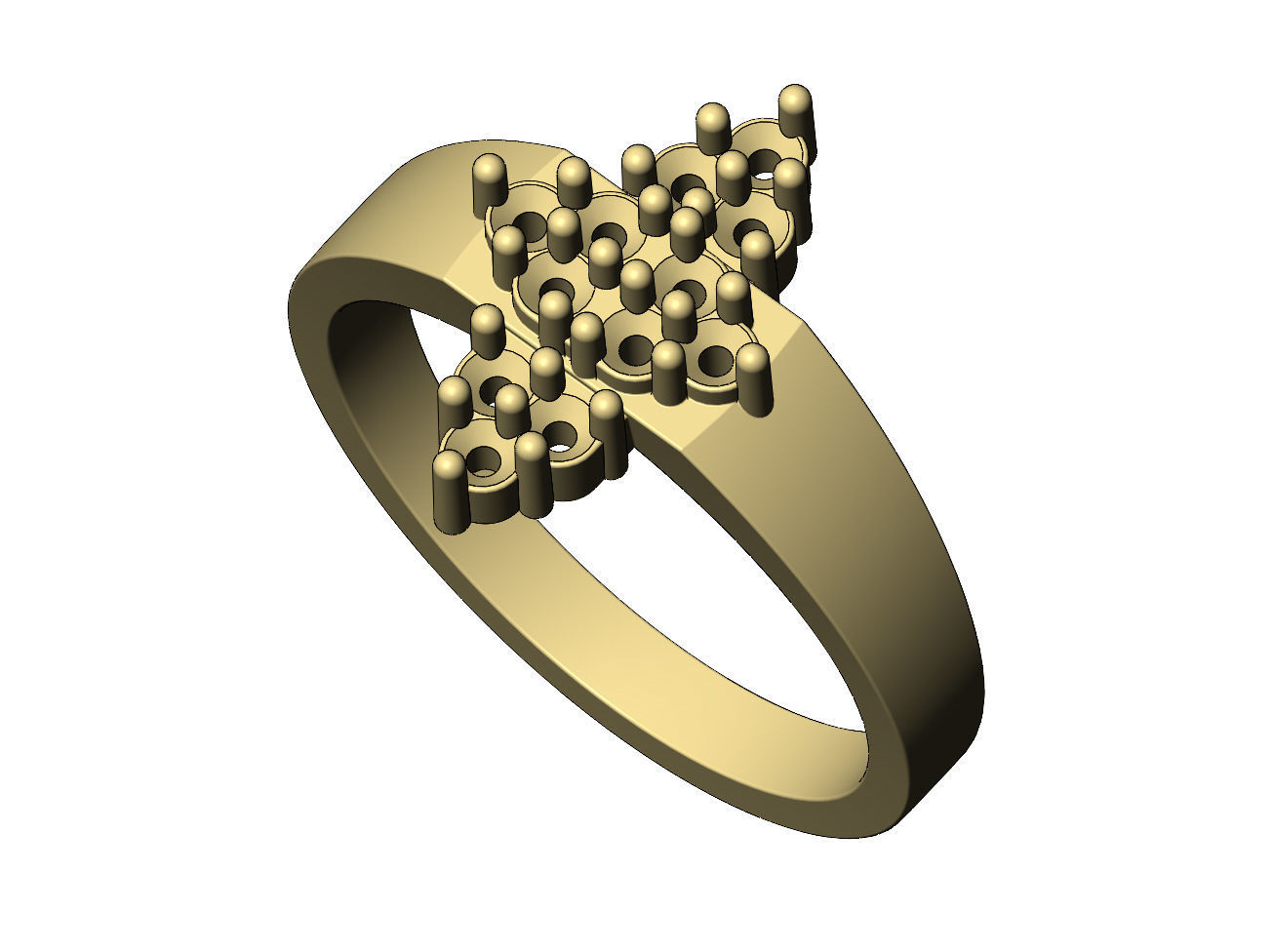 Diamond cluster crowns ring US sizes 6 7 8 3D print model_6