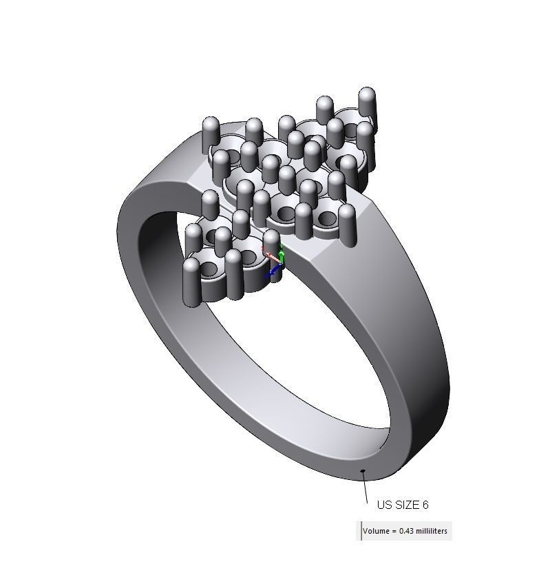 Diamond cluster crowns ring US sizes 6 7 8 3D print model_10