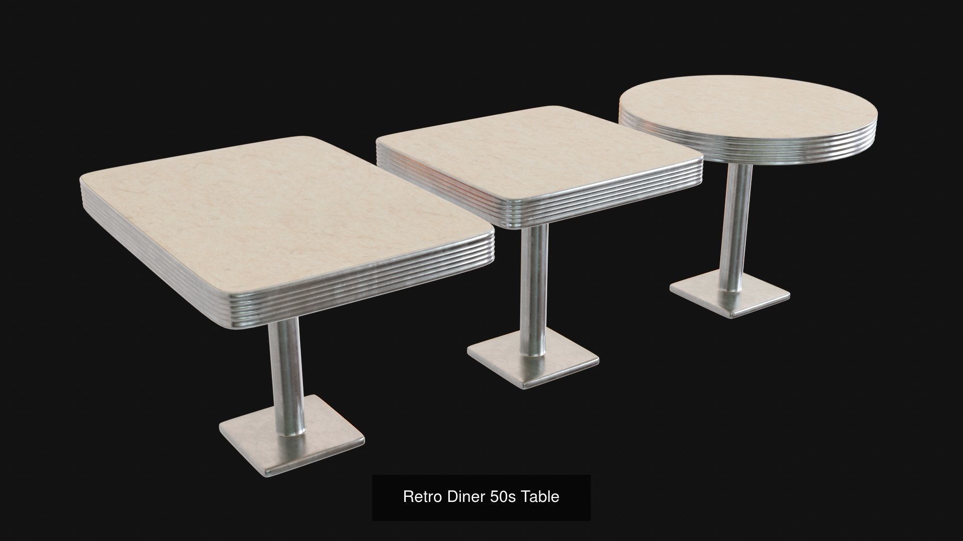 Retro Diner 50s furniture bundle 3D Model Collection_4