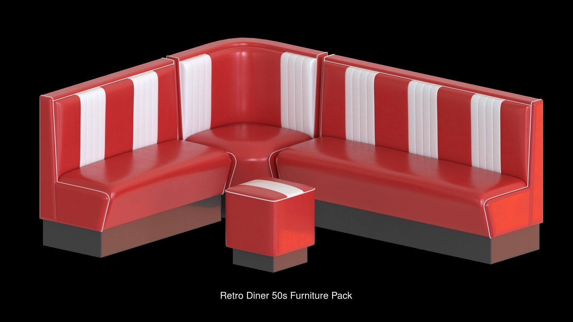 Retro Diner 50s furniture bundle 3D Model Collection_3