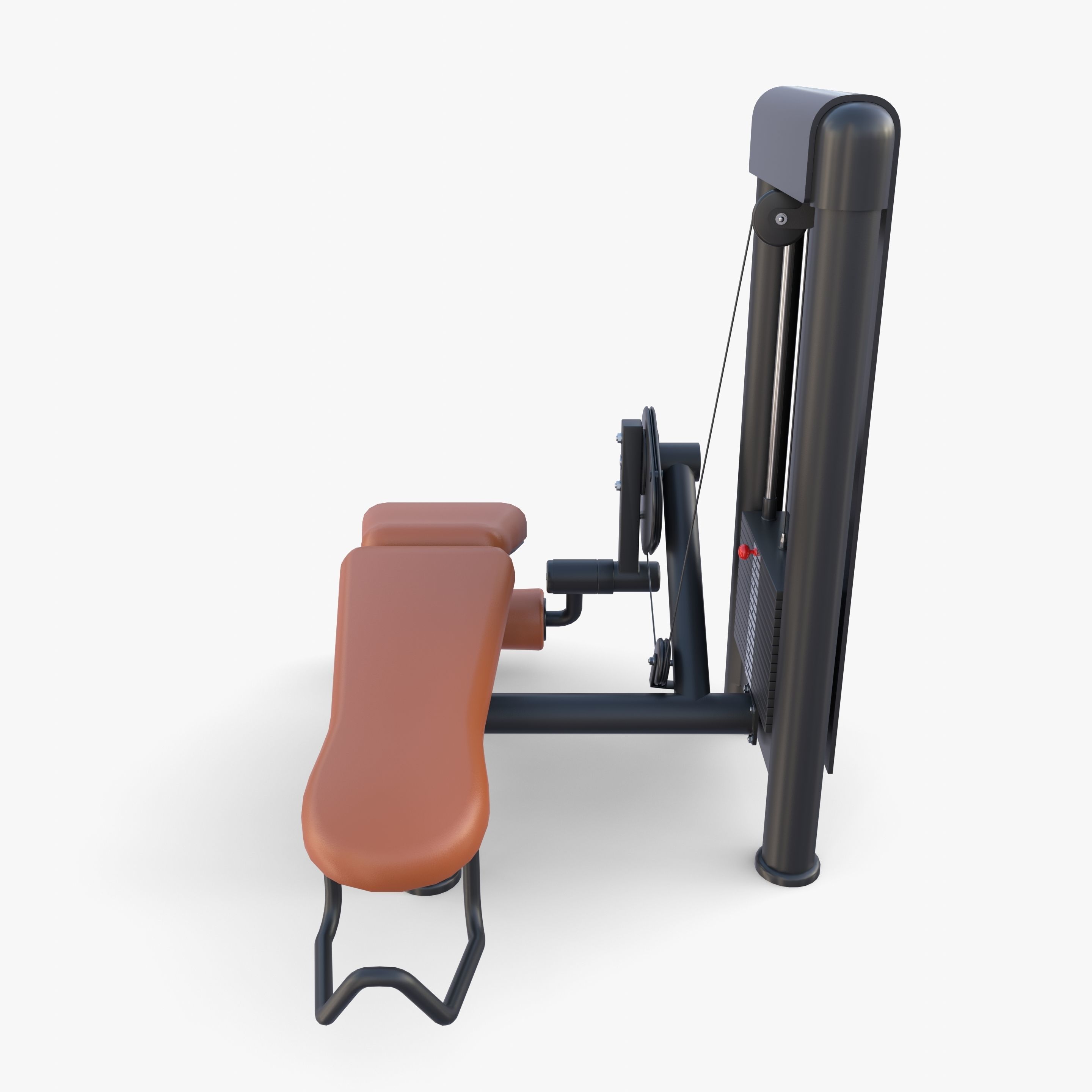 Leg curl machine 3D model_3