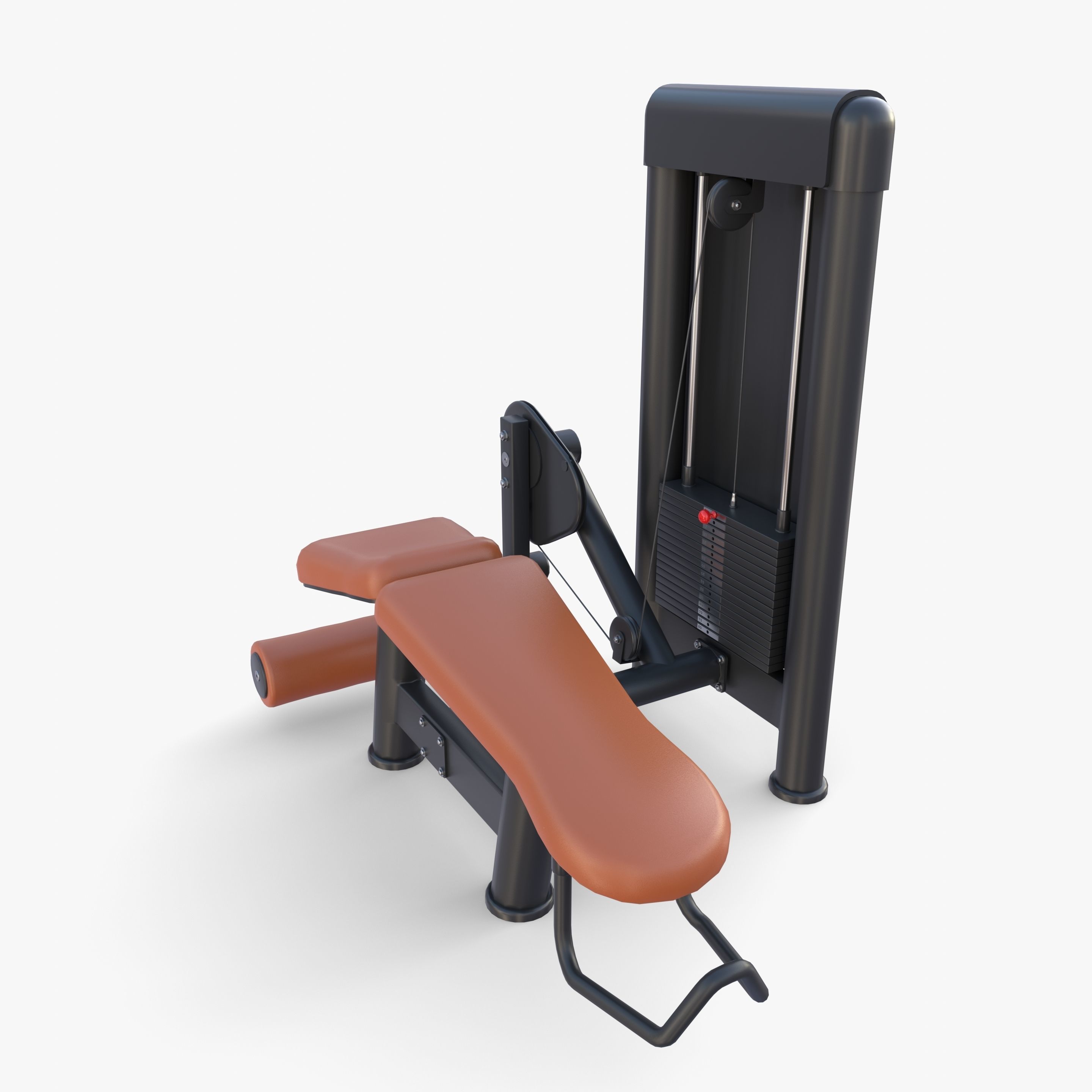 Leg curl machine 3D model_2