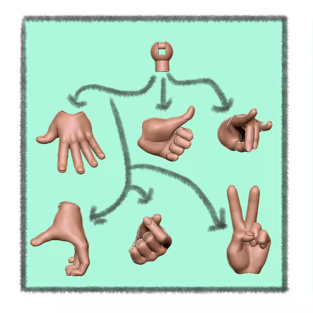 Inari bjd series additional magnet hand set 3D print model