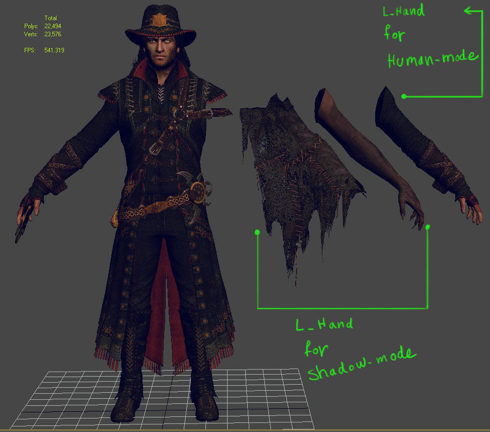 wolf man -1  Low-poly 3D model_11