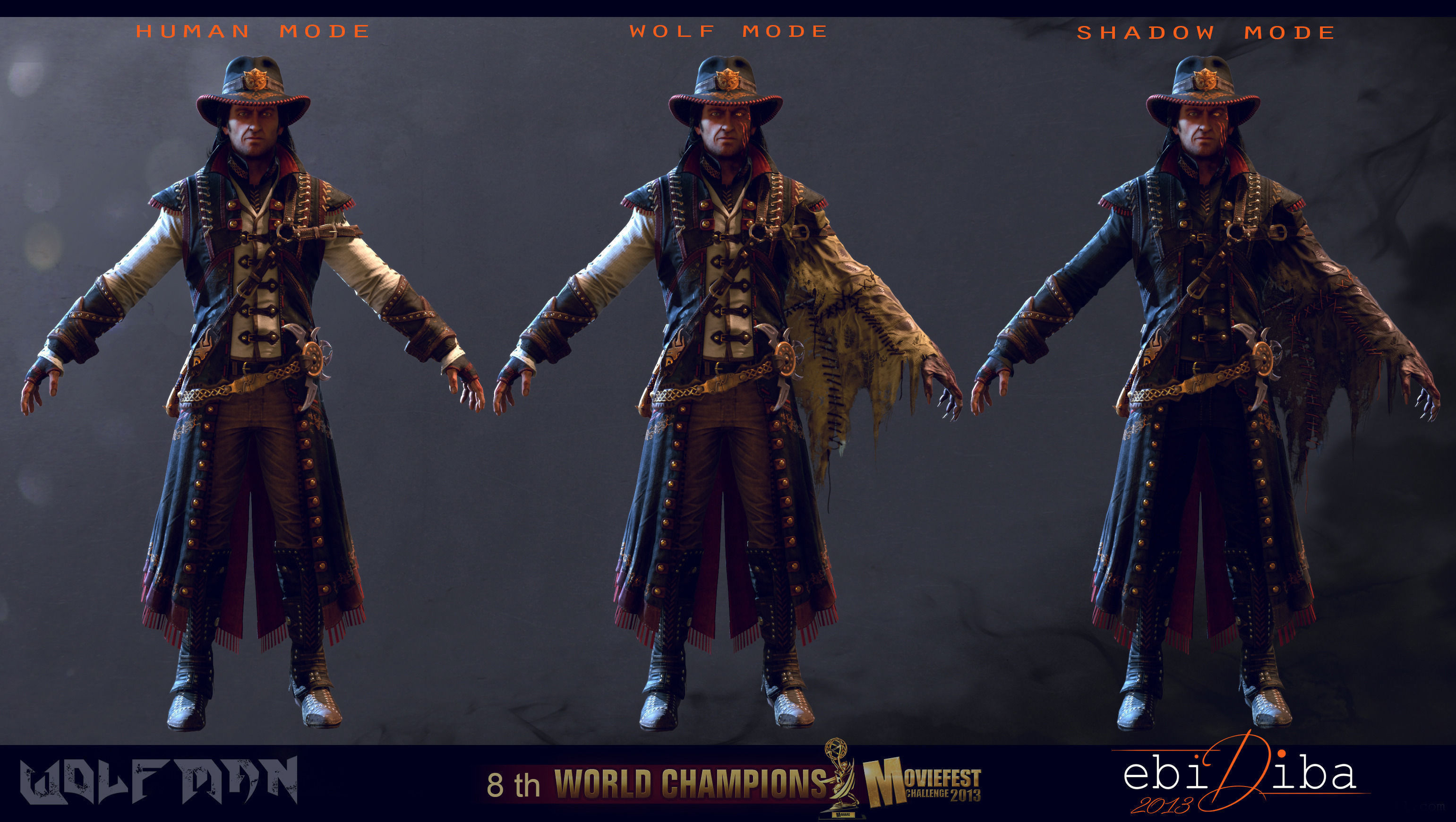 wolf man -1  Low-poly 3D model_3