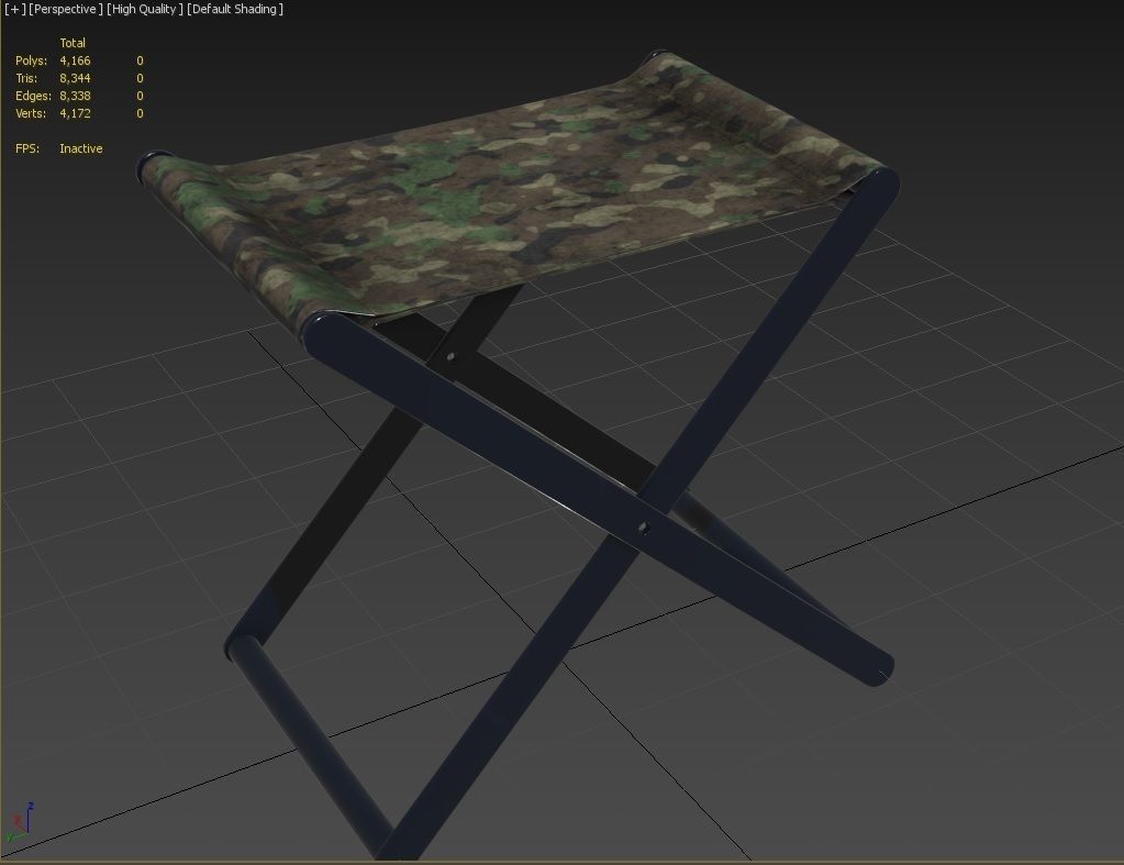 Folding  Stool M01 Low-poly 3D model_2