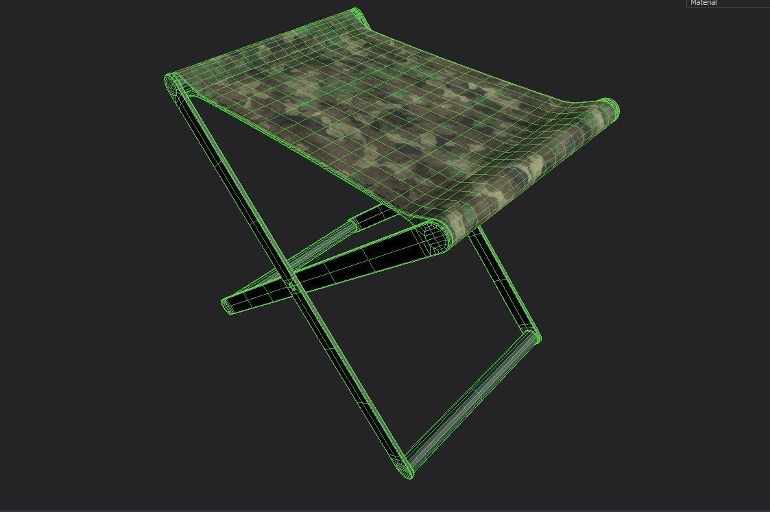 Folding  Stool M01 Low-poly 3D model_1