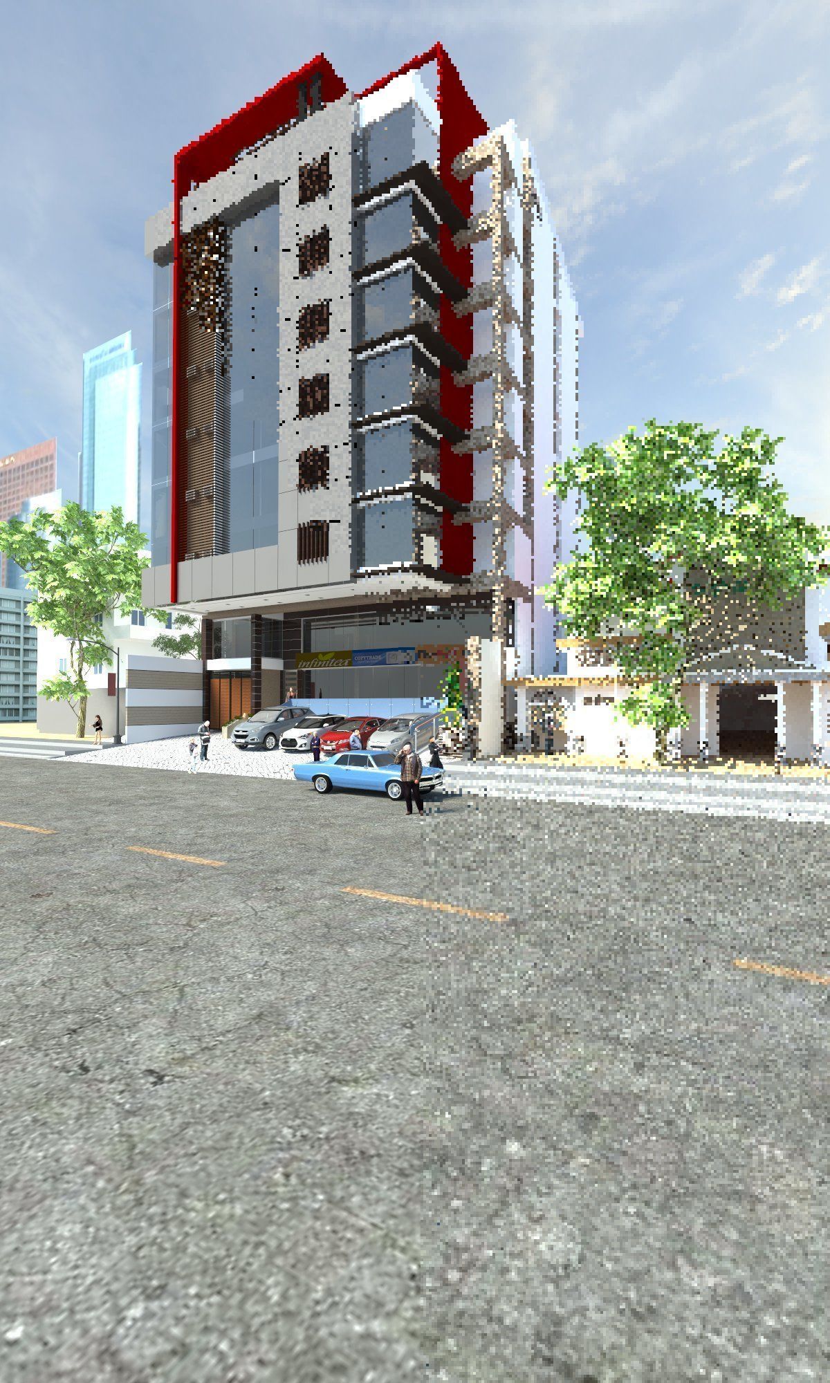 Commercial Hotel Low-poly 3D model_5