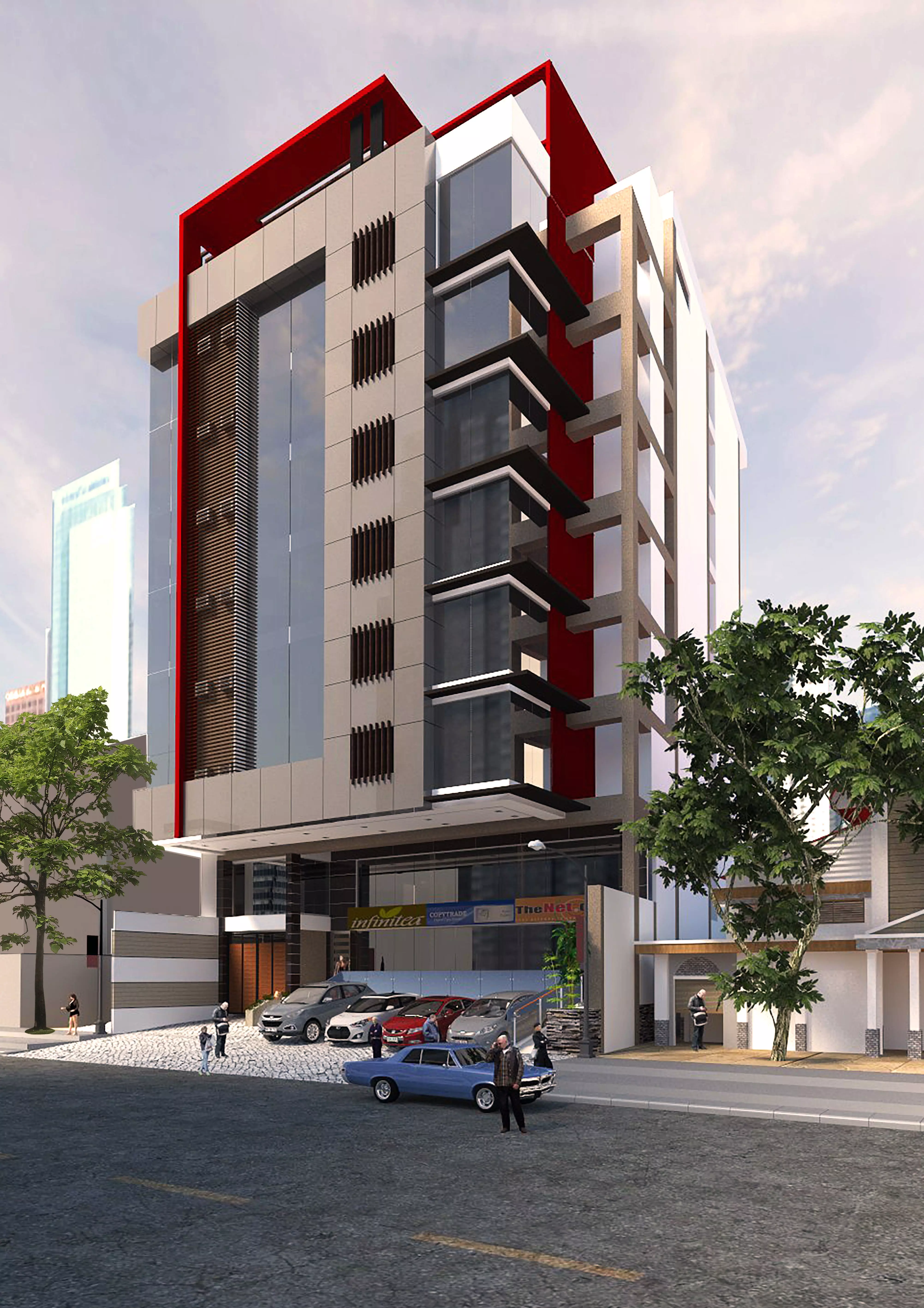 Commercial Hotel Low-poly 3D model_0