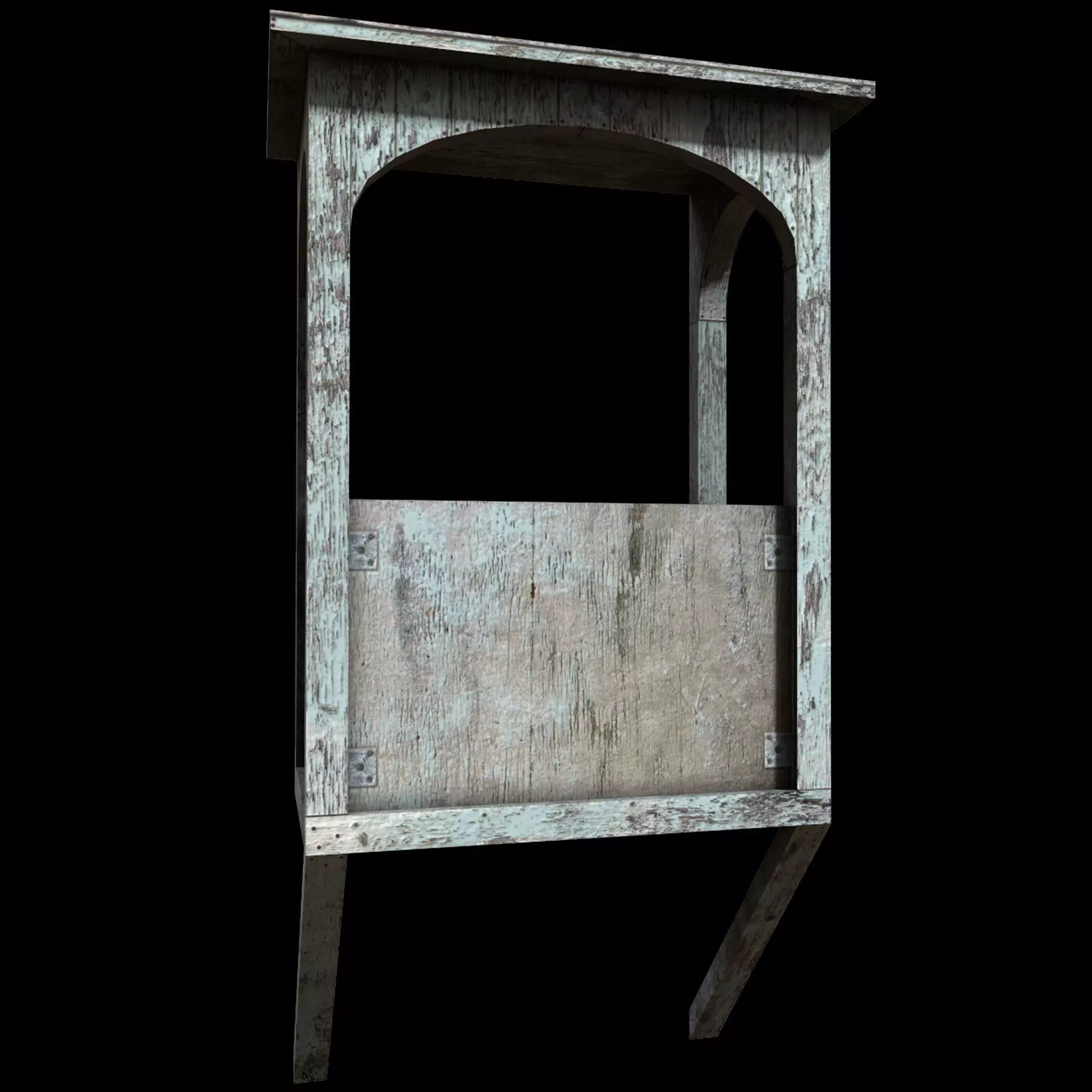 Balcony wooden small Low-poly 3D model