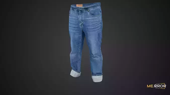 Game Ready Rollup Jeans  Low-poly 3D model