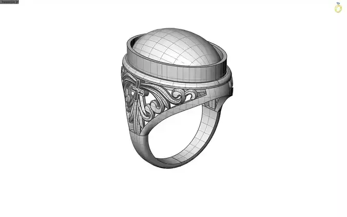 gothic ring for cabochon stones  