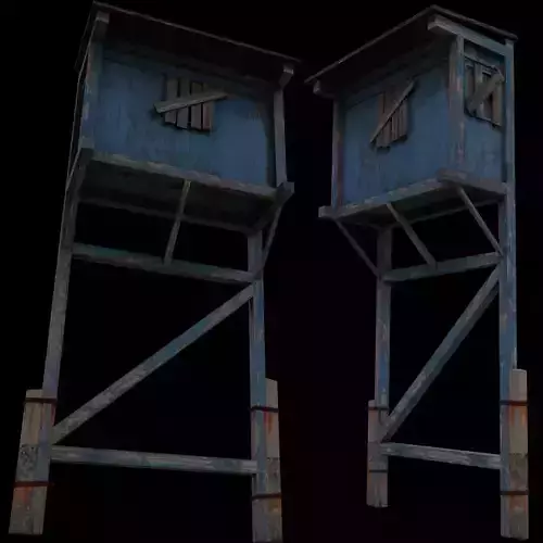 Balcony wooden covered Low-poly 3D model