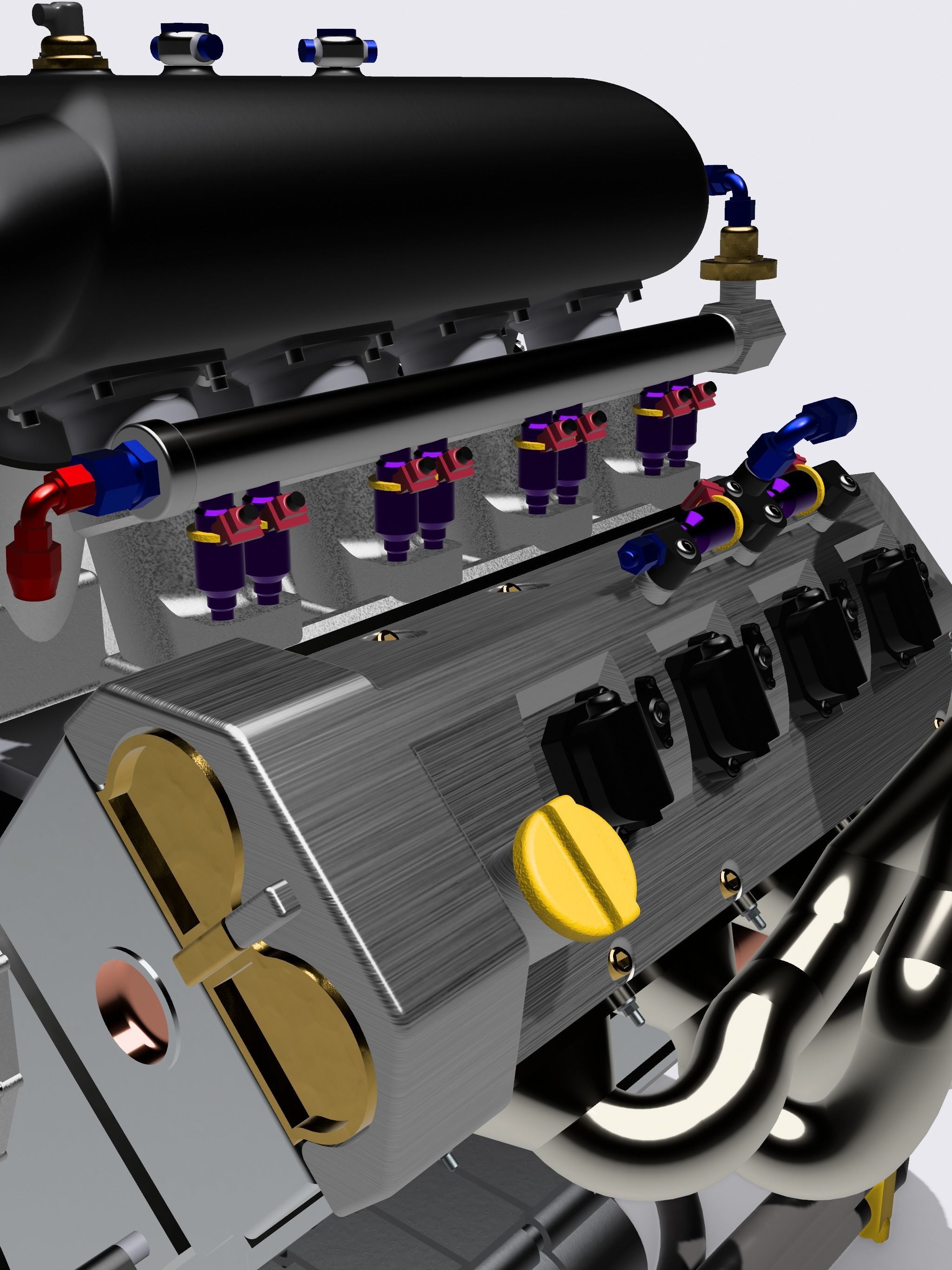 Mercedes Sauber C9 TT V8 Engine RWD Format w Gearbox 3D print model_3