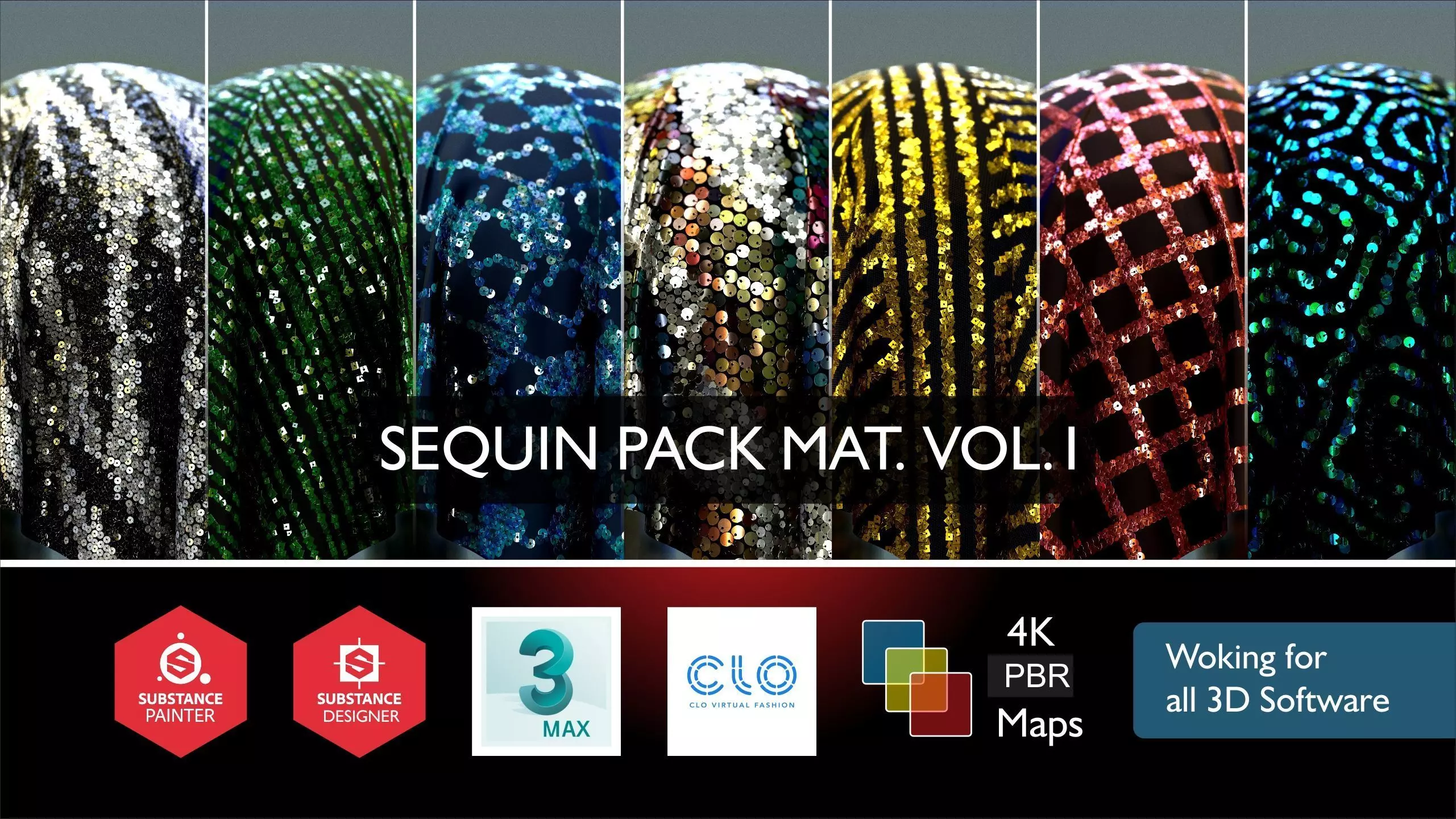 Seven PBR sequin texture 4K  and work on all 3D Software Texture_0