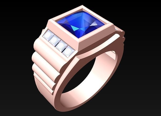 Diamond Rings - Mens Ring - N3190 3D print model