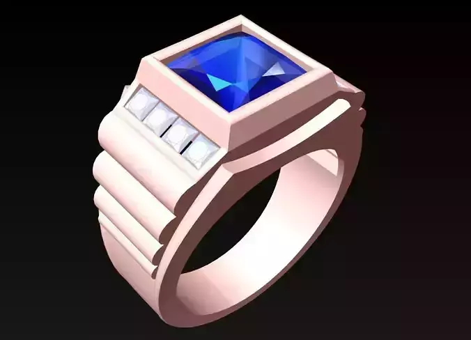 Diamond Rings - Mens Ring - N3190 3D print model