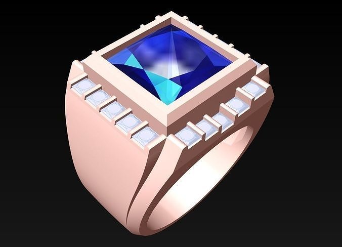 Diamond Rings - Mens Ring - N3106 3D print model