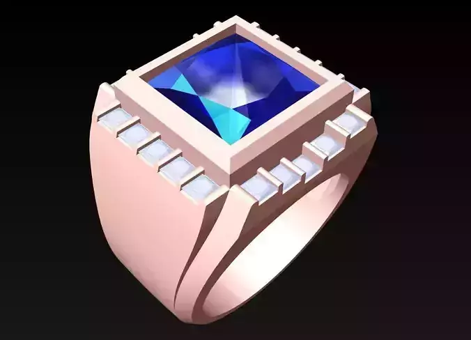Diamond Rings - Mens Ring - N3106 3D print model