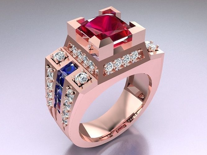 Diamond Rings - Mens Ring - N3217 3D print model