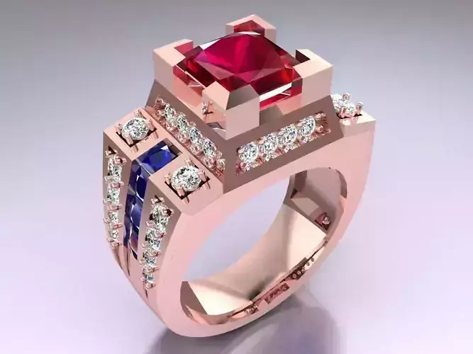 Diamond Rings - Mens Ring - N3217 3D print model