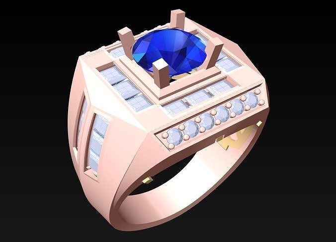 Diamond Rings - Mens Ring - N3227 3D print model