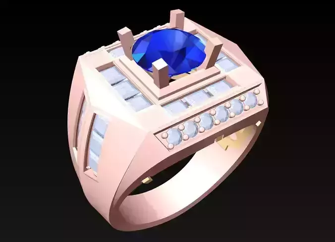 Diamond Rings - Mens Ring - N3227 3D print model