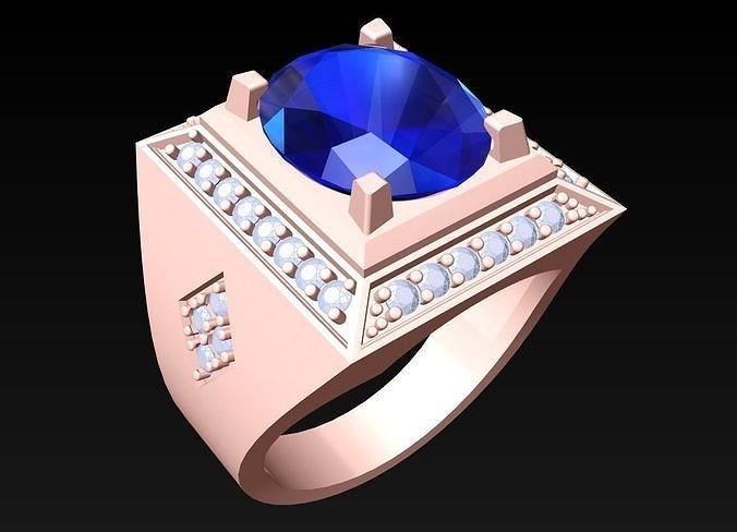 Diamond Rings - Mens Ring - N3231 3D print model